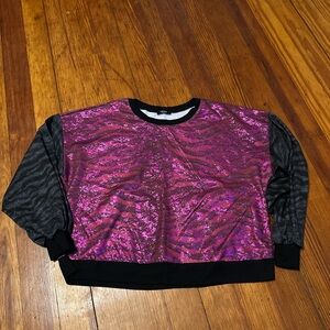 Terez Purple and Black Sequin Top
